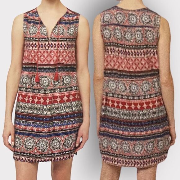 NWT beachlunchlounge Rayon Ruby Summer Tribal Bohemian Tassel Dress Size S - Picture 1 of 12